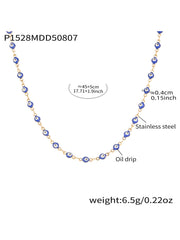 Enamel and Natural Agate Charm Necklace