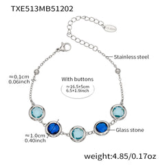 Faceted Round Glass Stone Necklace, Bracelet & Earrings
