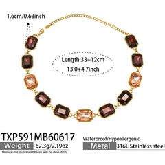 18K Gold-Plated Colored Glass Statement Jewelry