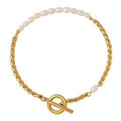 18K Gold-Plated Freshwater Pearl Toggle Bracelet