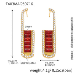 Cubic Zirconia Rectangular Drop Earrings