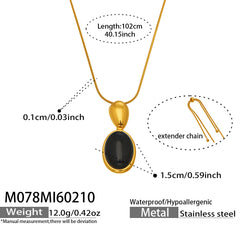 Tiger Eye and Black Agate Long Pendant Necklace