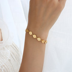Gold-Tone Smiley Face Station Bracelet