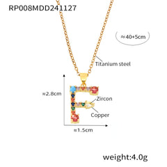 Color Cubic Zirconia Initial Pendant Charm