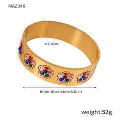 Floral & Cubic Zirconia Open Cuff Bracelets
