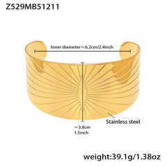 18K Gold-Plated Wide Textured Cuff Bracelet