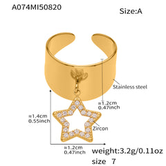 Cubic Zirconia Star Charm Open Rings