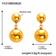 18K Gold-Plated Rounded Ball Drop Earrings