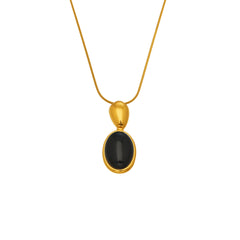 Tiger Eye and Black Agate Long Pendant Necklace