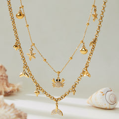 Ocean Charm Layered Chain Necklace