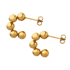 18K Gold-Plated Round Bead Hoop Earrings