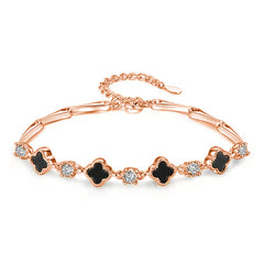 Nadine Vintage-Inspired Black Agate Clover Bracelet