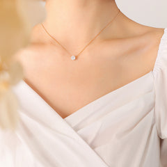 Round Cubic Zirconia Solitaire Necklace