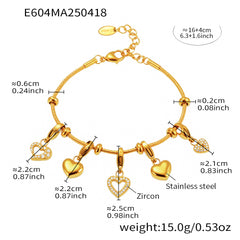 Cubic Zirconia Heart Charm Bracelet or Pendant