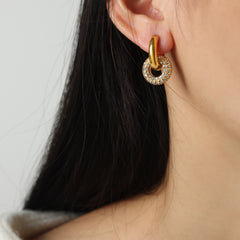 Stone-Accent Round Hoop Earrings