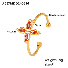 18K Gold-Plated Cubic Zirconia Flower Necklace or Ring