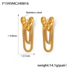 Textured Heart Chain Drop Earrings