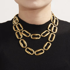 Polished Rectangle Link Necklace and Bracelet