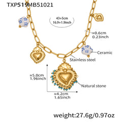 Heart and Bead Charm Necklace, Bracelet or Earrings