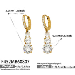 Triple-Line Cubic Zirconia Drop Earrings