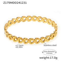 18K Gold-Plated Open Heart Link Bangle