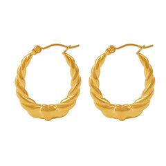 18K Gold-Plated Twisted Heart Hoop Earrings