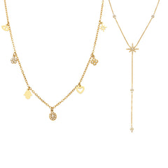 Cubic Zirconia Starburst Pendant Necklaces