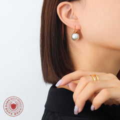 18K Gold-Plated Pearl-Look Hoop Earrings