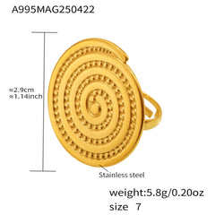 18K Gold-Plated Sculptural Ribbed Coil Ring