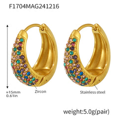 18K Gold-Plated Color Cubic Zirconia Rounded Hoops