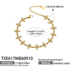 18K Gold-Plated Color Cubic Zirconia Flower Jewelry