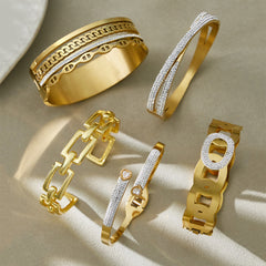 Geometric Cubic Zirconia Statement Cuff Bracelet