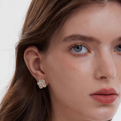Marielle Vintage-Inspired Pearl Camellia Stud Earrings