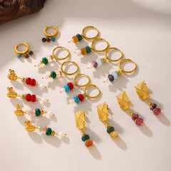 Natural Stone Bead Drop Earring Designs