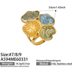 Color Enamel Sculptural Leaf Ring Designs