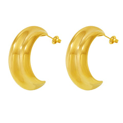 Silver-Tone Sculptural Broad C-Hoop Earrings