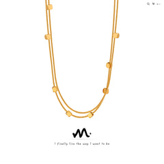 Layered Bead Station Fine Chain Necklace