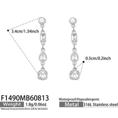 Cubic Zirconia Long Drop Earrings