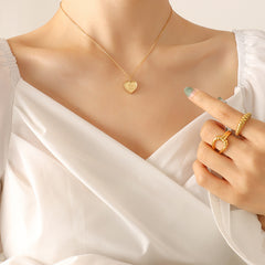 Textured Heart Pendant Necklace