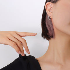 Heart-Motif Stainless Steel Earrings