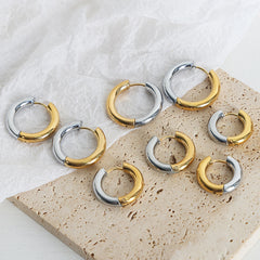 Two-Tone Rounded Hoop Earrings