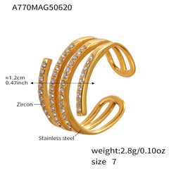 Cubic Zirconia Motif Open Rings