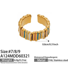 Gold-Tone Enamel Stainless Steel Rings