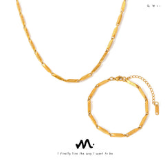 Geometric Link Stainless Steel Necklace & Bracelet