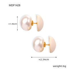 Pearl-Look Enamel Double-Sided Stud Earrings