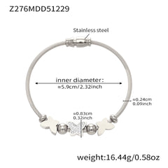 Floral & Butterfly Stainless Steel Bangle Bracelets
