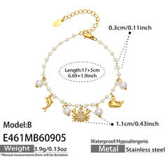Ocean Charm Shell Pearl-Look Bracelet