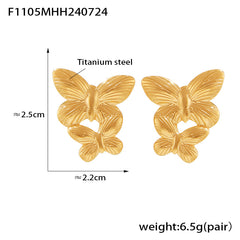 18K Gold-Plated Butterfly Cluster Stud Earrings