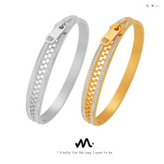 18K Gold-Plated Zipper-Texture Bangle Bracelet