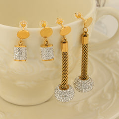 Gold-Tone Heart Stud Geometric Drop Earrings